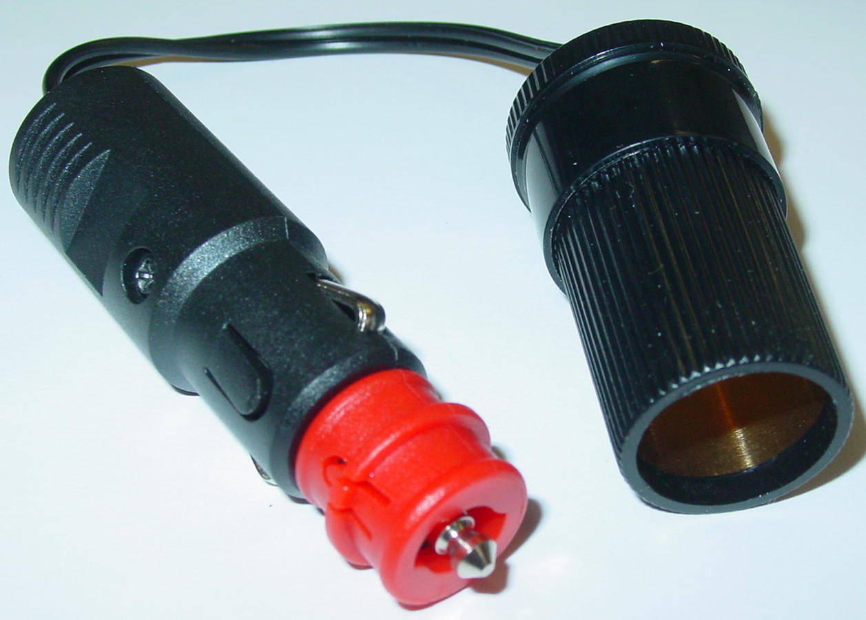 Adapterkabel Duo mit Schalter, DIN Normstecker auf Zigarettenanzünder 21mm,  D43